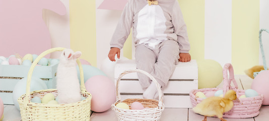 Fototapeta na wymiar Easter cute bunny. Funny decoration. Happy Easter