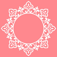Decorative frame Elegant vector element for design in Eastern style, place for text. Floral pink border. Lace illustration for invitations and greeting cards