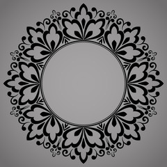 Decorative frame Elegant vector element for design in Eastern style, place for text. Floral black border. Lace illustration for invitations and greeting cards