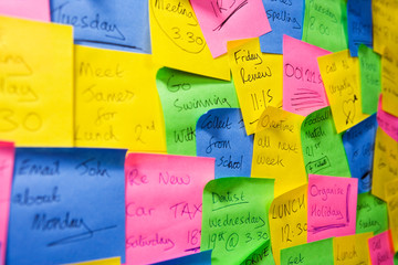 An assortment of post it notes