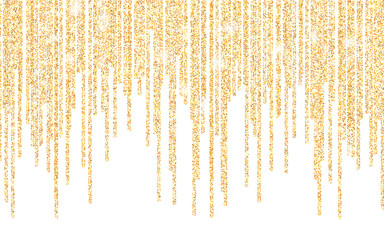 Golden glitter sparkle on a transparent background. Gold Vibrant background with twinkle lights. Vector illustration