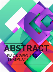 Color square composition with text. Geometric abstract background