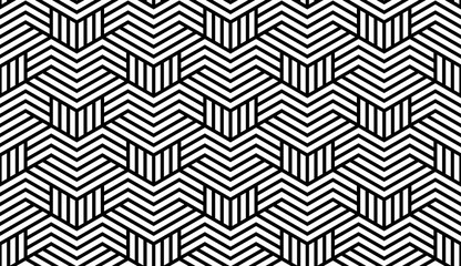 Abstract geometric pattern with stripes, lines. Seamless vector background. White and black ornament. Simple lattice graphic design