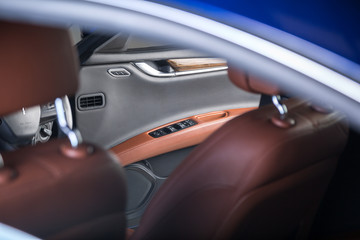Obraz na płótnie Canvas Leather trim car door panel