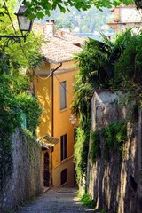 Fototapeta na wymiar Narrow street in Bellagio, Italy