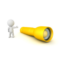 3D Character showing a flashlight