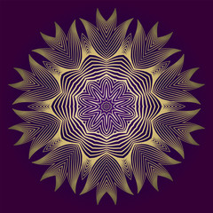 Hand Drawn Background With Mandala. Vector Decorative Elements. Arabic, Indian, Ottoman Motifs. Purple gold color