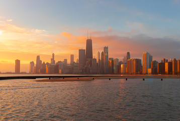 Fototapeta na wymiar Chicago Skyline Sunrise