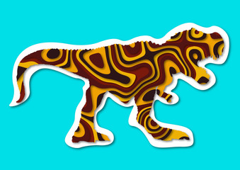 Different colors Turannosaurus rex isolated in blue