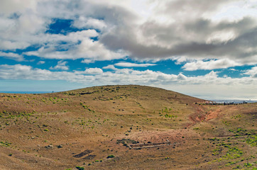 Landscape with Mountains and Clouds on the Island of Lanzarote