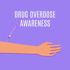 drug overdose awareness day with an arm and a syringe