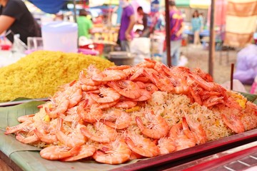 Shrimp fried rice in street food