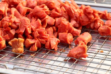 Fried sausage at street food