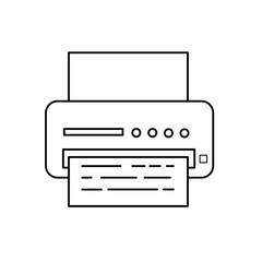Printer icon vector, document machine office for print report paper on isolated white background. Flat app button for web or mobile device symbol