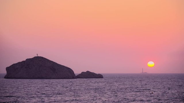 Sunset in Marseille, France. Les Goudes, a little fisherman's village near the beautiful calanques.