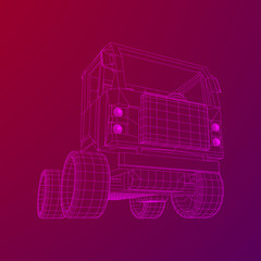 Truck or lorry car. Cargo vehicle model wireframe low poly mesh vector illustration