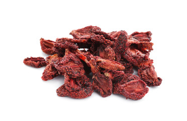 Tasty dried strawberry on white background