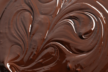 Texture of melted chocolate, closeup