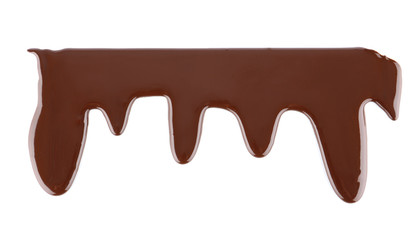 Dripping chocolate on white background