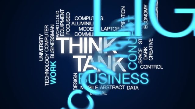 Think tank animated word cloud. Kinetic typography.