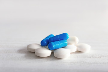 Pills on light table