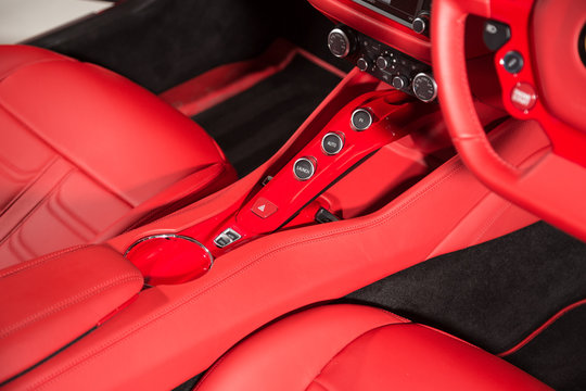 Red interior of exotic car