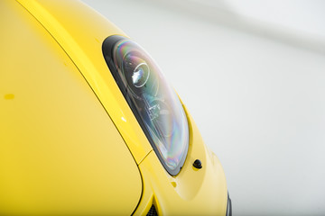 Close up of sports car headlight