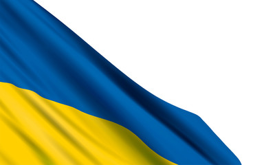 Background with realistic Ukrainian flag on white background. Vector template for Independence Day, Day of the National Flag, Constitution Day, Day of dignity and freedom.