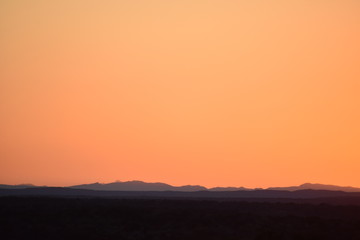 orange sunset in the mountains