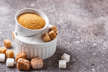 White and brown cane sugar