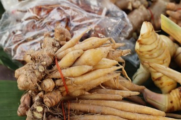 Ginger root for cooking in the market