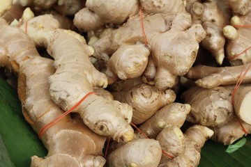 Ginger root for cooking in the market