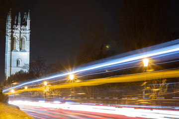 Fototapeta premium Magdalen Tower Long Exposure Light Trail
