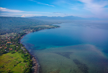 Aerial view of Lovina beach, Bali, Indonesia