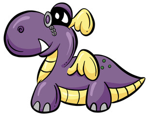 Cute Dragon Nanny Dinosaur Cartoon Illustration Character