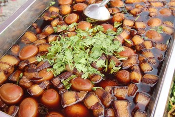 Stewed egg with pork delicious ,Chinese food