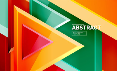 Triangular low poly background design, multicolored triangles