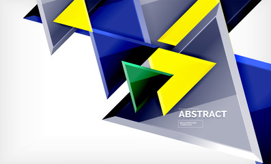 Flying triangles compostion geometric background