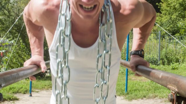 Chain Dips On Parallel Bars (Non Color-Graded version)