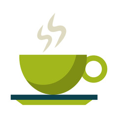 Hot coffee mug on dish