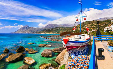 Crete island, beautiful beaches and fishing village Plakias. Greece