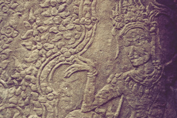 Angkor Wat Wall and Sculpture Texture