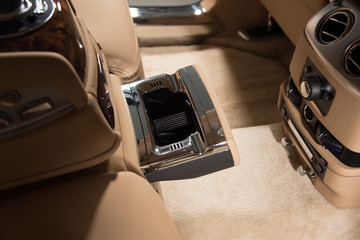 Car compartment in luxury car interior