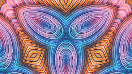 Fototapeta na wymiar Mandala with vibrant neon colors. Psychedelic and kaleidoscopic effect.