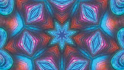 Mandala with vibrant neon colors. Psychedelic and kaleidoscopic effect.