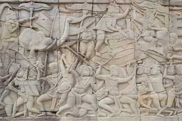 Angkor Wat Wall and Sculpture Texture