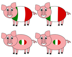 a smiling and happy pig raised in Italy
