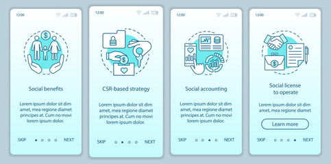 CSR onboarding mobile app page screen vector template