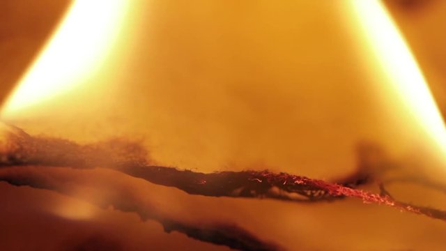 Cloth is burning. Macro