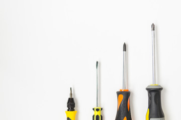 Tools for repairing top view on white background